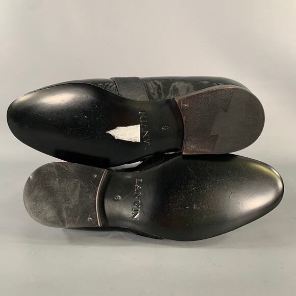 LANVIN Size 6 Black Patent Leather Slip On Loafers main image 4